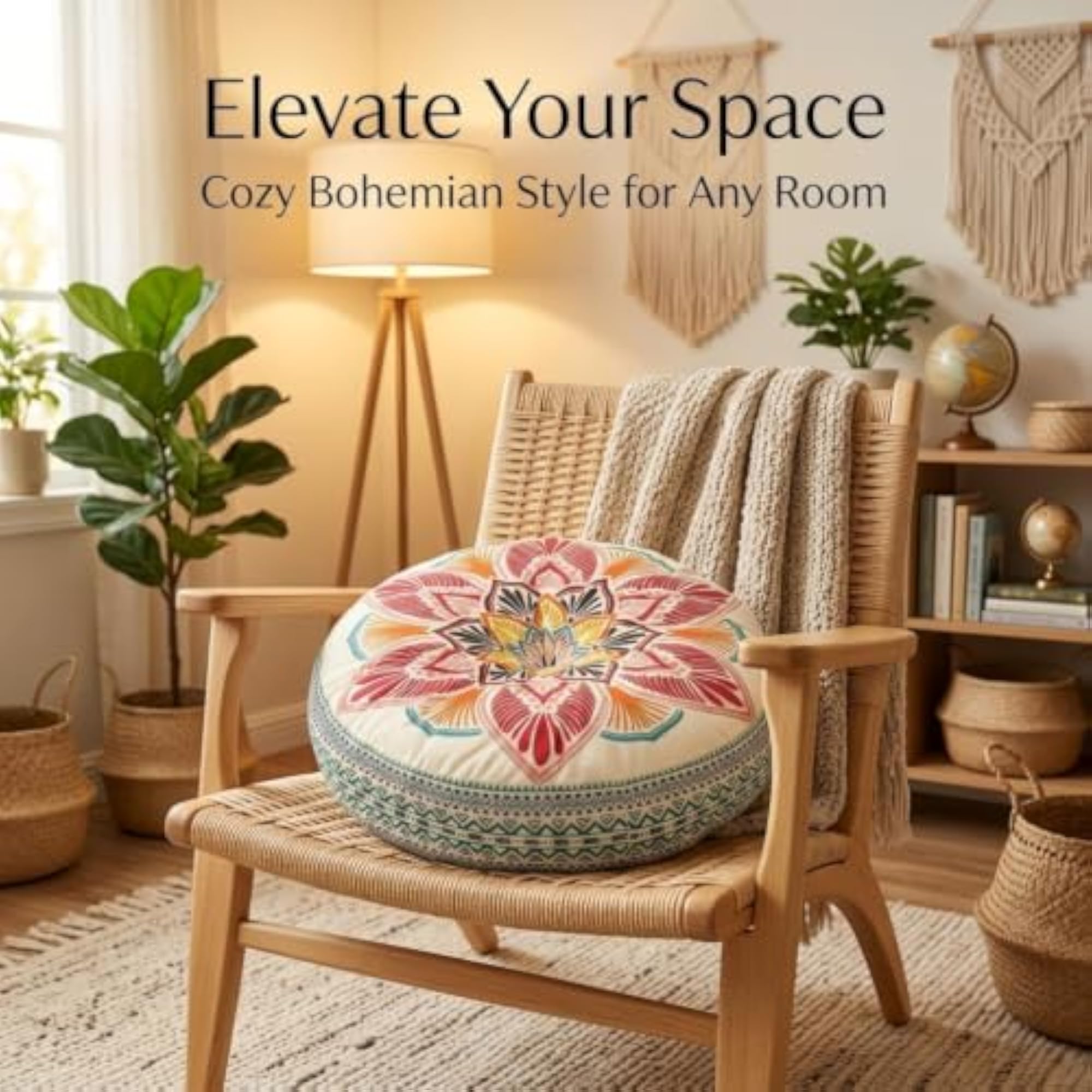 Bohemian Mandala Floor Pillow Cover, Decorative Seating Throw